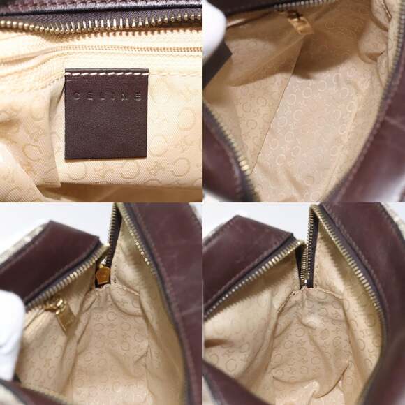 CELINE C Macadam Canvas Hand Bag Brown Gold - Picture 11 of 12
